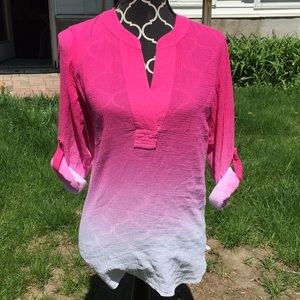 Diane Von Furstenberg Pink and White Ombre Blouse